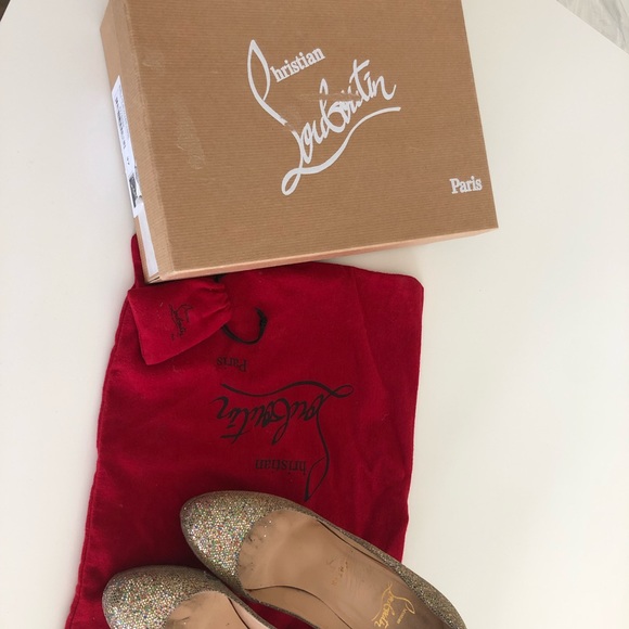 Christian Louboutin Gold Glitter Bibi 140 Pump - Picture 6 of 8